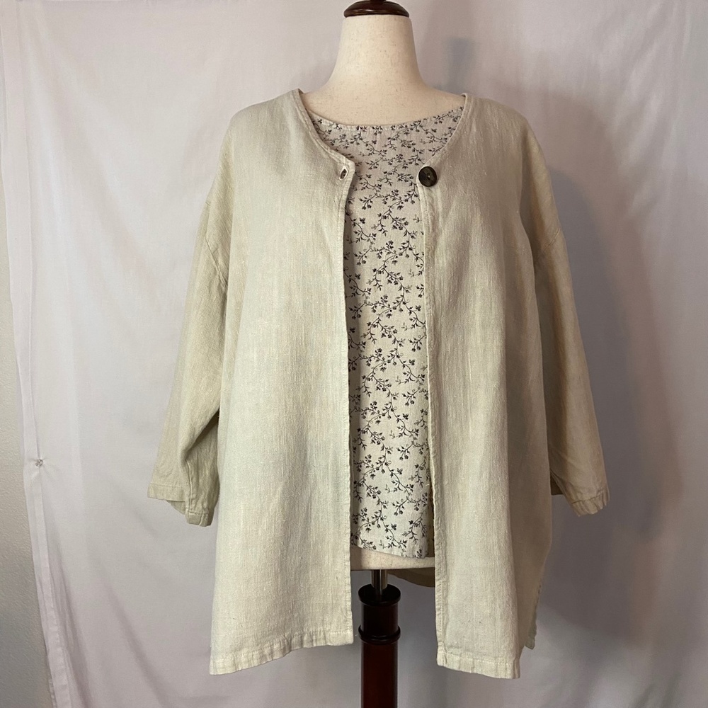 Vintage Marc & Ware Linen 2 Piece Tan Tank and Tunic Set Size L